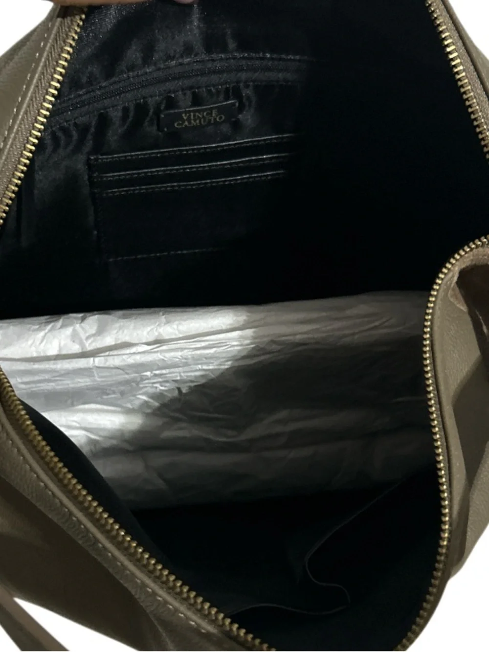 Vince Gamuto Pebble Leather/Suede Elize Hobo Morel